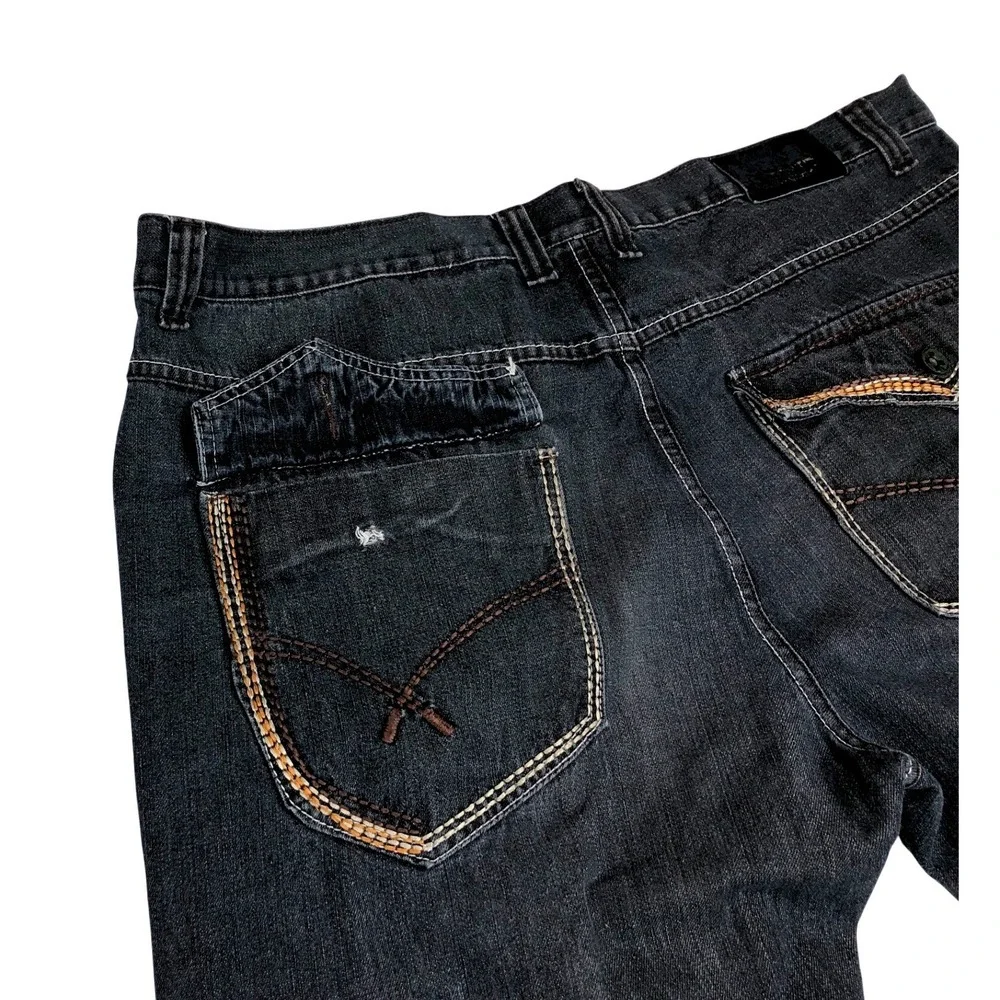 NBN Gear Mens 46x32 Dark Blue Relaxed Wide Leg‎ Raw Hem Denim Jeans Big and Tall
